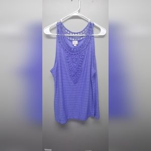 Anthropologie Postcard Perriwinkle French Blue Crochet Tank Size XL